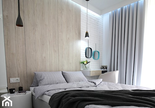 Eleganckie, nowoczesne, jasne mieszkanie w apartamentowcu - Średnia biała z biurkiem sypialnia, styl nowoczesny - zdjęcie od MK HOME