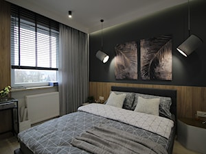 Nowoczesny apartament, 72m2 - Mała czarna szara z biurkiem sypialnia, styl nowoczesny - zdjęcie od MK HOME