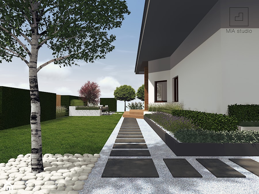 Ścieżka z betonowych płyt do ogrodu - zdjęcie od MIA studio