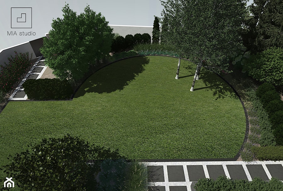 Ogród z okrągłym trawnikiem - zdjęcie od MIA studio