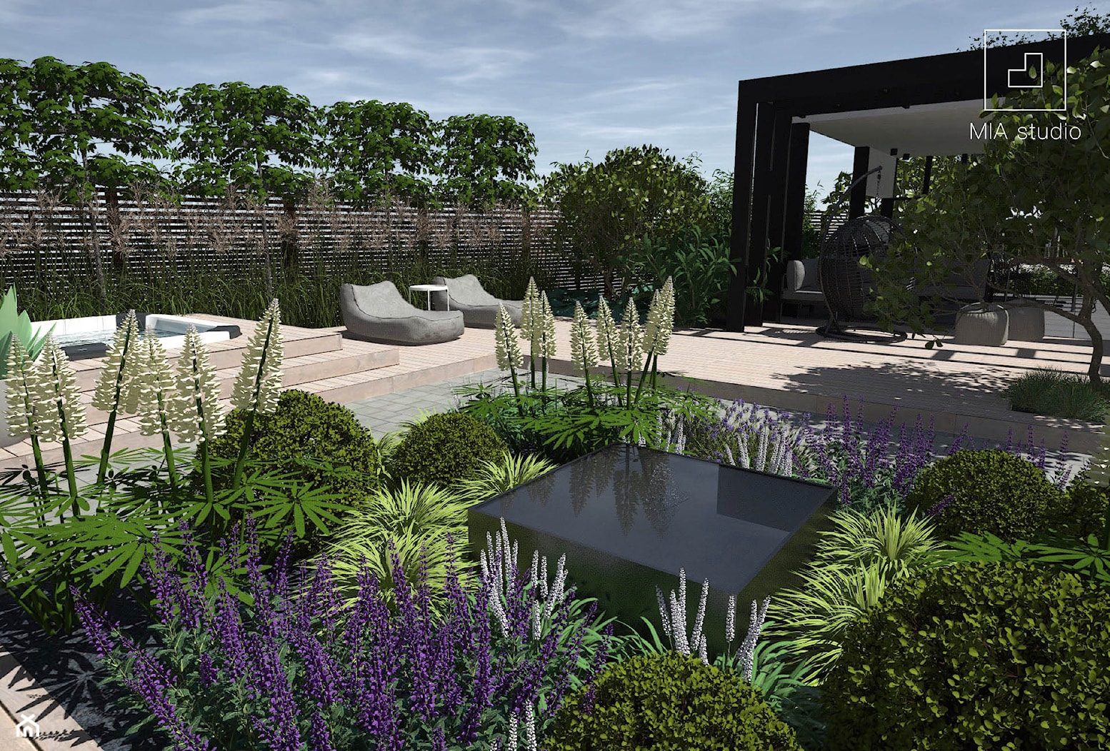 Ogród z altaną i jacuzzi - zdjęcie od MIA studio - Homebook