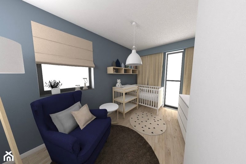 dom we Francji - Średni szary pokój dziecka dla niemowlaka dla chłopca, styl nowoczesny - zdjęcie od StudioAtoato