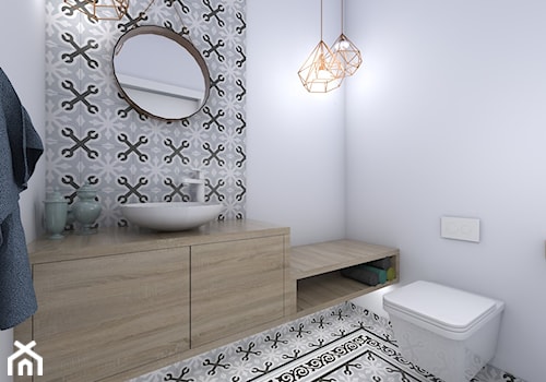 Lazurowe cztery kąty - Mała łazienka, styl skandynawski - zdjęcie od StudioAtoato