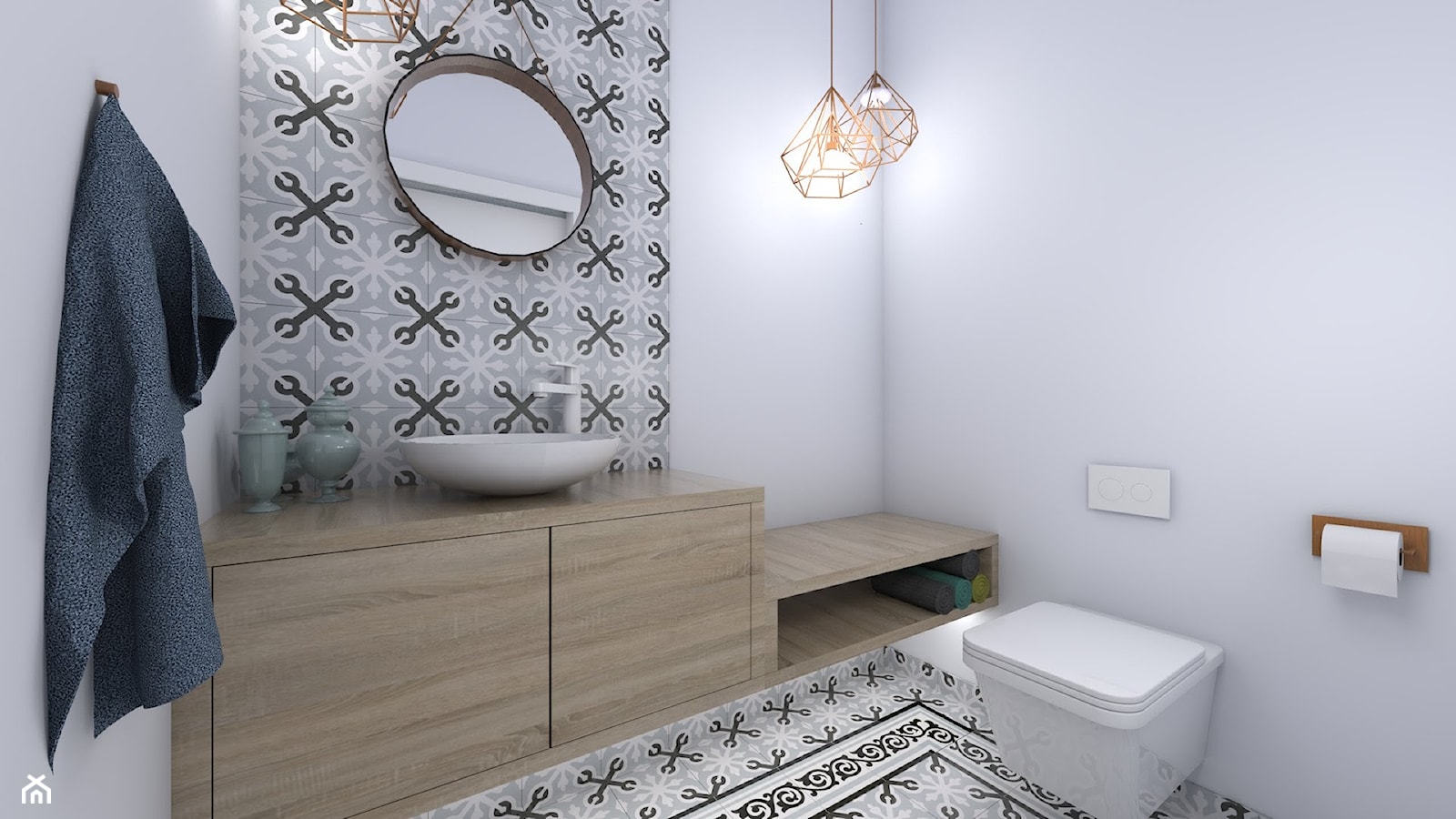 Lazurowe cztery kąty - Mała łazienka, styl skandynawski - zdjęcie od StudioAtoato - Homebook