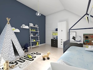 Lazurowe cztery kąty - Duży biały szary pokój dziecka dla dziecka dla chłopca dla dziewczynki, styl skandynawski - zdjęcie od StudioAtoato