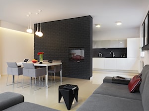 mieszkanie nowoczesne - Średni biały salon z kuchnią z jadalnią, styl nowoczesny - zdjęcie od StudioAtoato