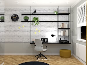 Mieszkanie w Warszawie - Średnie w osobnym pomieszczeniu z zabudowanym biurkiem szare biuro, styl nowoczesny - zdjęcie od jedna.pani.s