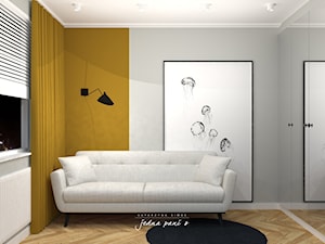 Mieszkanie w Warszawie - Małe w osobnym pomieszczeniu z sofą szare biuro, styl nowoczesny - zdjęcie od jedna.pani.s