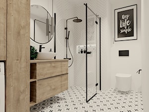 Biała łazienka z cegiełkami i patchworkiem 2 - zdjęcie od kaflando