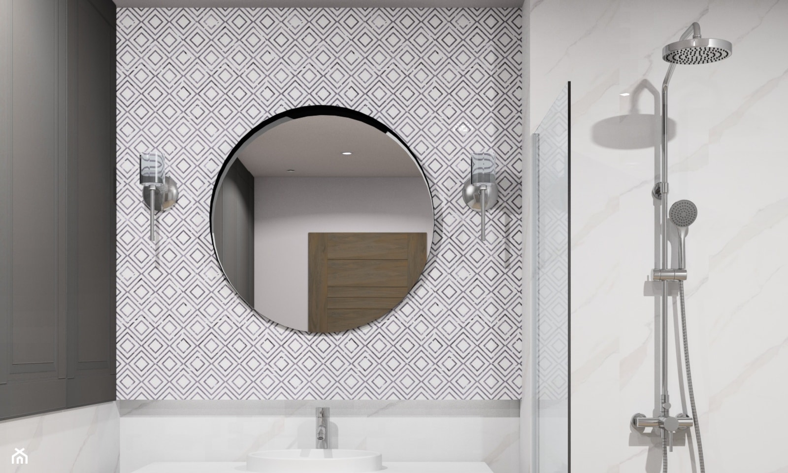 Klasyczna łazienka z motywem geometrycznym - zdjęcie od kaflando - Homebook