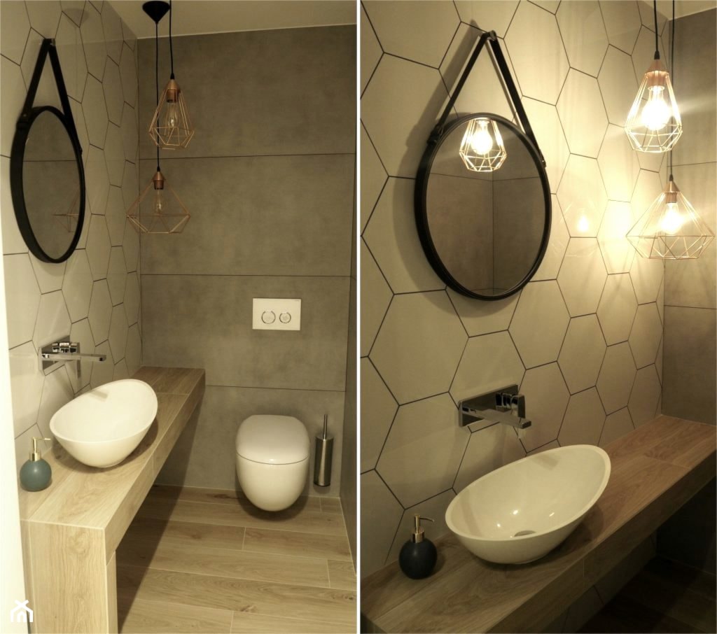 WC z heksagonami i betonem - zdjęcie od kaflando - Homebook