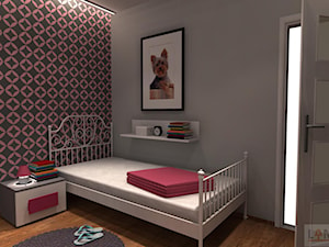 Pokój dziecka 1 - Średni różowy szary pokój dziecka dla nastolatka dla dziewczynki - zdjęcie od EBBE Design Projektowanie Wnętrz