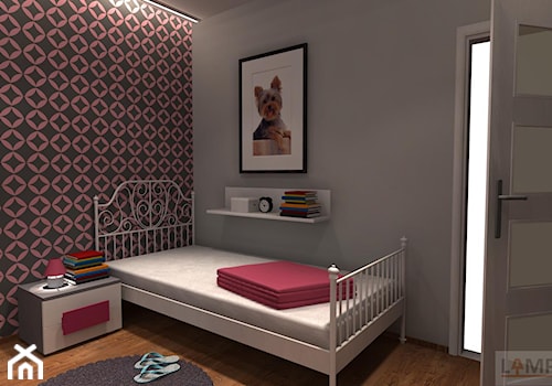 Pokój dziecka 1 - Średni różowy szary pokój dziecka dla nastolatka dla dziewczynki - zdjęcie od EBBE Design Projektowanie Wnętrz