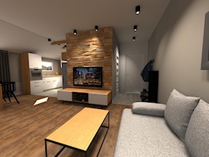 Dom jednorodzinny - Duży szary salon z kuchnią z jadalnią - zdjęcie od EBBE Design Projektowanie Wnętrz
