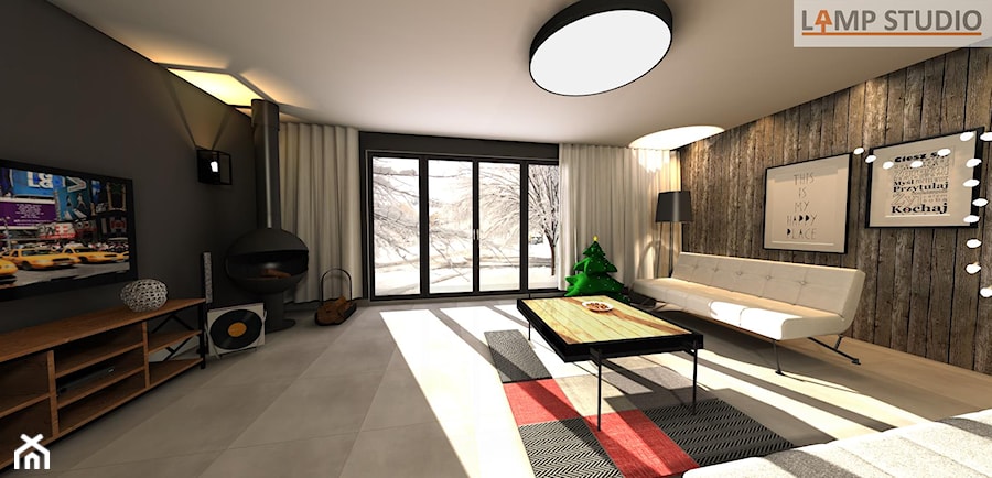 Dom jednorodzinny - Duży czarny salon, styl skandynawski - zdjęcie od EBBE Design Projektowanie Wnętrz