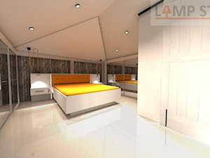 Poddasze adaptacja - Duża biała szara sypialnia na poddaszu - zdjęcie od EBBE Design Projektowanie Wnętrz