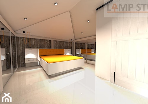 Poddasze adaptacja - Duża biała szara sypialnia na poddaszu - zdjęcie od EBBE Design Projektowanie Wnętrz