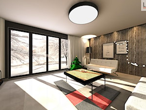 Dom jednorodzinny - Duży czarny szary salon, styl skandynawski - zdjęcie od EBBE Design Projektowanie Wnętrz