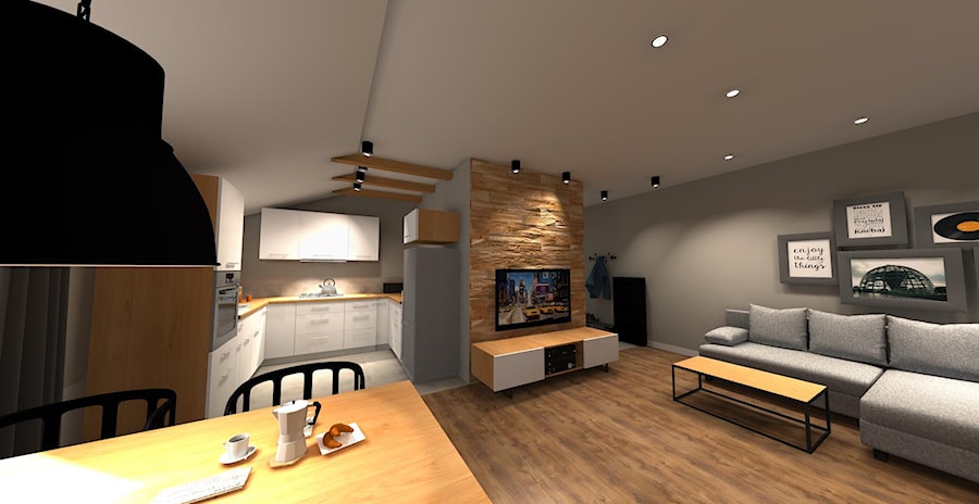 Salon z kuchnią - zdjęcie od EBBE Design Projektowanie Wnętrz