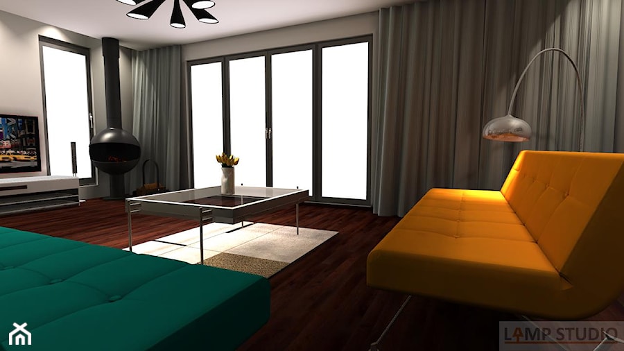 Dom jednorodzinny 5 - Salon, styl nowoczesny - zdjęcie od EBBE Design Projektowanie Wnętrz