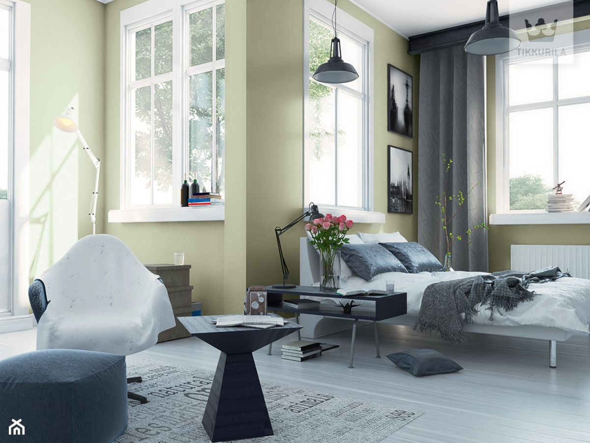 Kolekcja Tikkurila Color Now - Mała średnia zielona sypialnia - zdjęcie od Tikkurila - Homebook