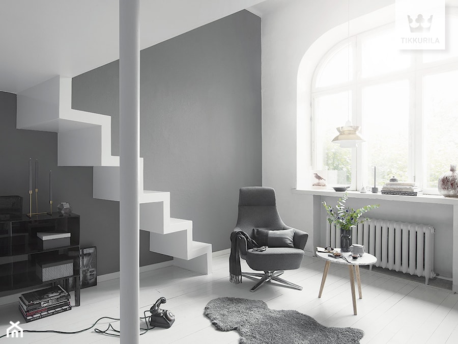 Kolekcja Tikkurila Color Now - Średni biały szary salon, styl skandynawski  - zdjęcie od Tikkurila - Homebook