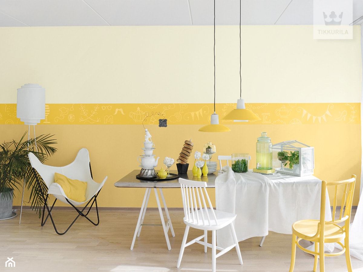 Kolekcja Tikkurila Color Now - Mała żółta jadalnia jako osobne pomieszczenie - zdjęcie od Tikkurila - Homebook