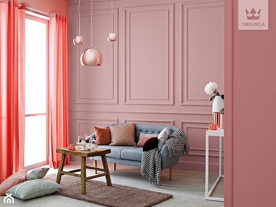 Kolekcja Tikkurila Color Now - Mały różowy salon, styl nowoczesny - zdjęcie od Tikkurila