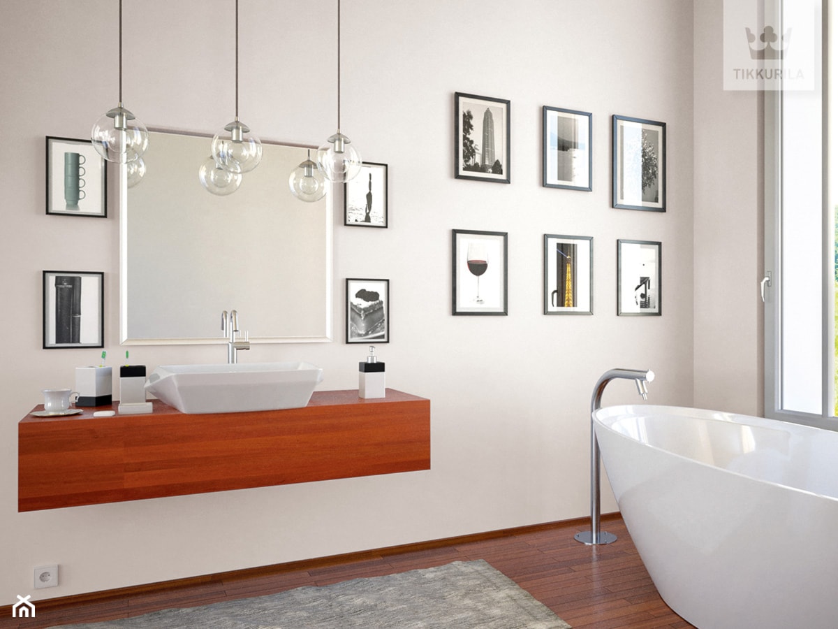 Kolekcja Tikkurila Optiva White - Duża jako pokój kąpielowy łazienka z oknem - zdjęcie od Tikkurila - Homebook