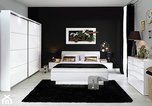 Kolekcja Starlet White - Duża biała czarna sypialnia, styl nowoczesny - zdjęcie od FORTE