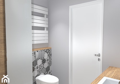 Łazienka "Hexa" - Mała bez okna z marmurową podłogą łazienka, styl skandynawski - zdjęcie od Projekt Simple by Prokop Sylwia