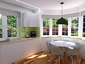 Kuchnia w domu jednorodzinnym na Bielanach - Mała biała jadalnia w kuchni, styl nowoczesny - zdjęcie od Projekt Simple by Prokop Sylwia
