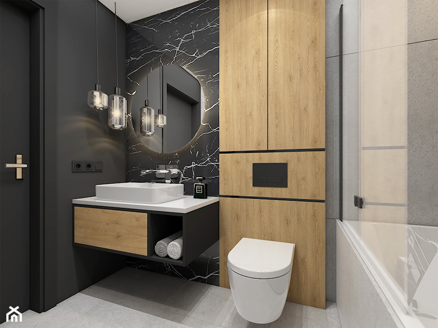 Funkcjonalna i elegancka łazienka z dodatkiem marmuru - zdjęcie od NOI CONCEPT
