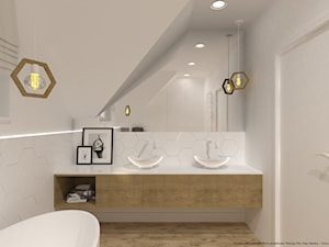 Łazienka Simply Light - Mała na poddaszu z dwoma umywalkami łazienka, styl skandynawski - zdjęcie od Simply Light