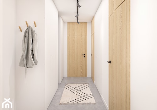 Mieszkanie 86m2 Warszawa - Średni z wieszakiem biały hol / przedpokój, styl minimalistyczny - zdjęcie od INTERIOLOGY