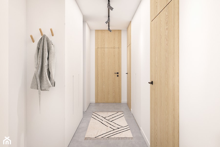 Mieszkanie 86m2 Warszawa - Średni z wieszakiem biały hol / przedpokój, styl minimalistyczny - zdjęcie od INTERIOLOGY