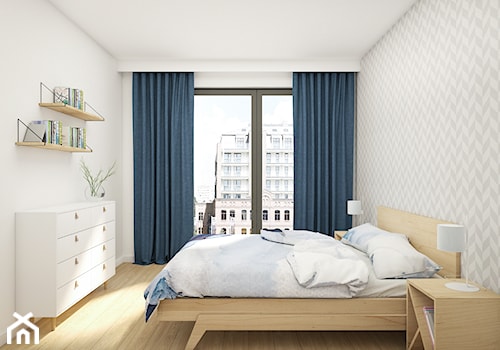 Mieszkanie 43m2 Warszawa - Średnia biała sypialnia, styl skandynawski - zdjęcie od INTERIOLOGY