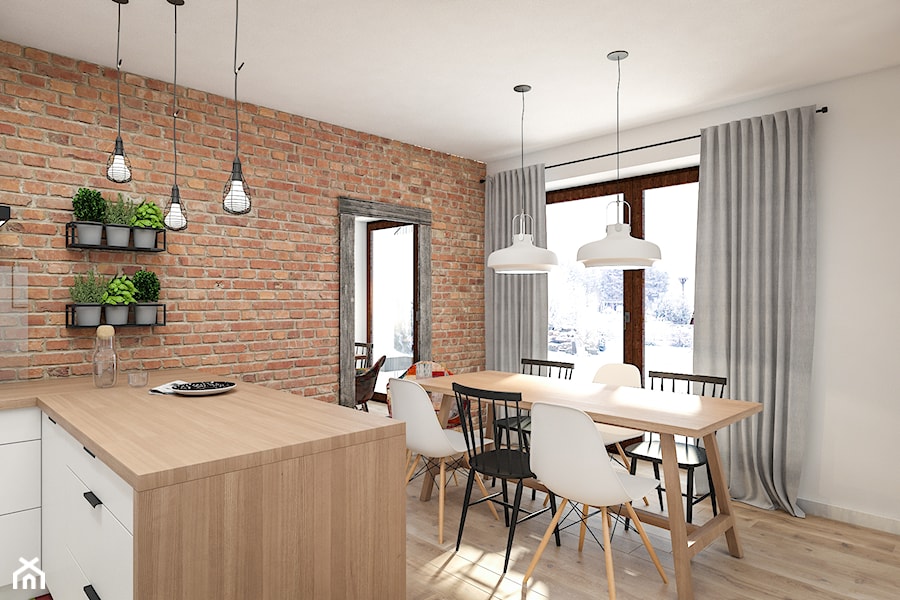 Dom 150m2 pod Warszawą - Średnia biała jadalnia w kuchni, styl skandynawski - zdjęcie od INTERIOLOGY