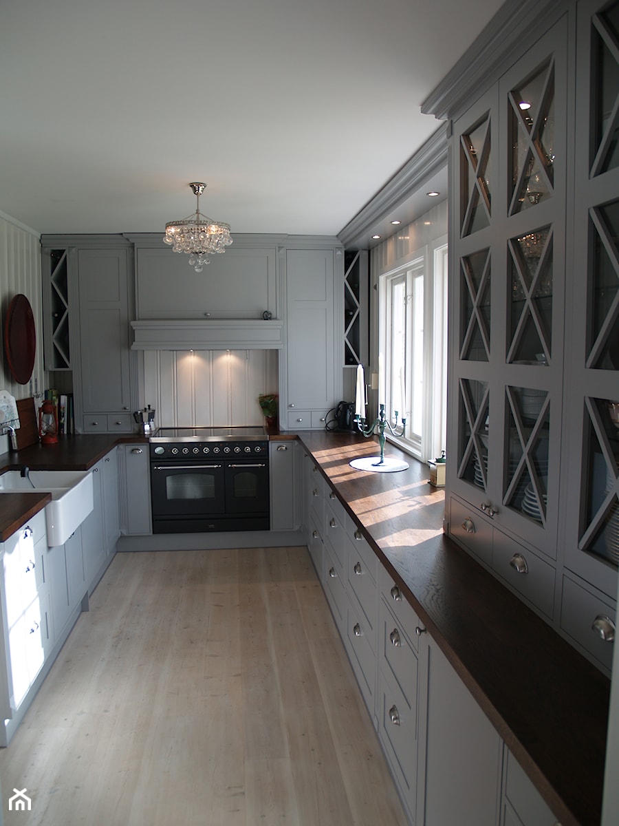 Kuchnie - Duża zamknięta biała z nablatowym zlewozmywakiem kuchnia w kształcie litery u, styl tradycyjny - zdjęcie od ELEN-Pasja Tworzenie Mebli