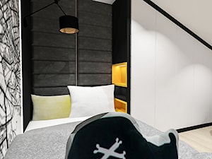 Dom w Piastowie - Średnia biała czarna sypialnia na poddaszu, styl nowoczesny - zdjęcie od Piwońska&Serwa