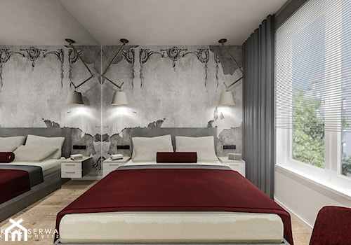 Mieszkanie w Wilanowie - Mała biała szara sypialnia, styl nowoczesny - zdjęcie od Piwońska&Serwa