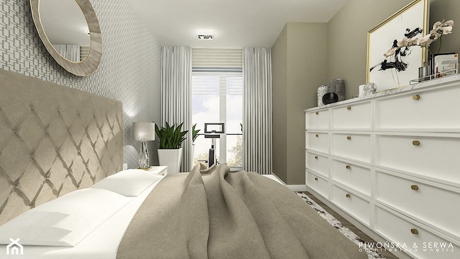 Apartament Żoliborz - Mała szara zielona sypialnia, styl tradycyjny - zdjęcie od Piwońska&Serwa