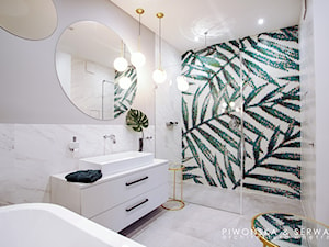 Apartament Mokotów - Średnia bez okna z lustrem z punktowym oświetleniem łazienka, styl nowoczesny - zdjęcie od Piwońska&Serwa