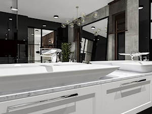 Salon kąpielowy - Średnia bez okna z lustrem z dwoma umywalkami z punktowym oświetleniem łazienka, styl nowoczesny - zdjęcie od Piwońska&Serwa
