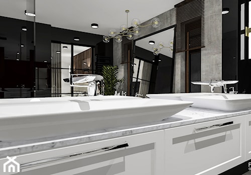 Salon kąpielowy - Średnia bez okna z lustrem z dwoma umywalkami z punktowym oświetleniem łazienka, styl nowoczesny - zdjęcie od Piwońska&Serwa