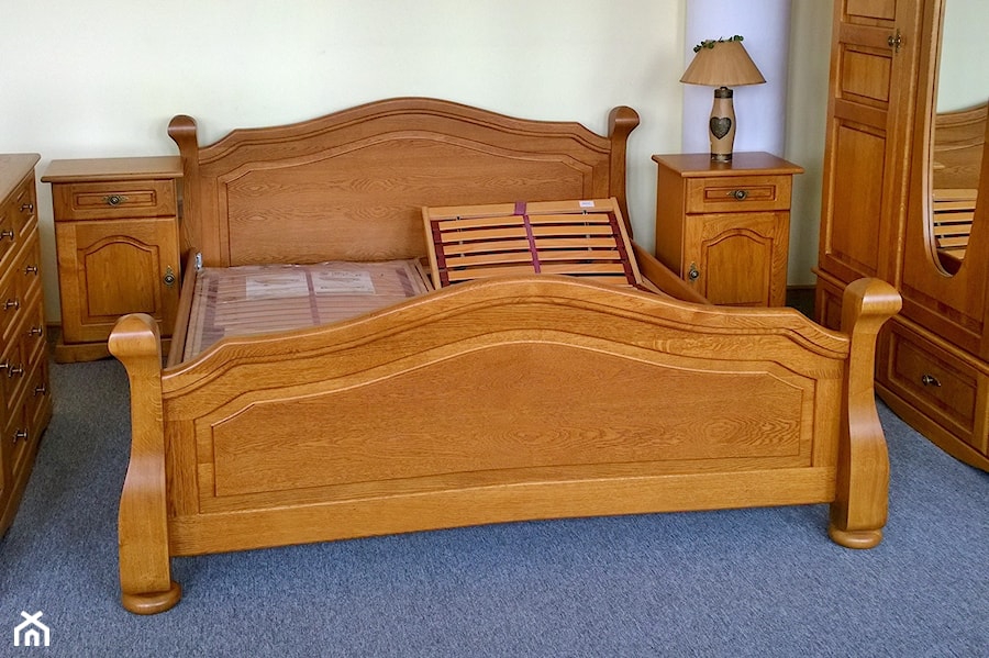łóżko dębowe w kolorze miodowym 160 x 200 - zdjęcie od AP MEBLE