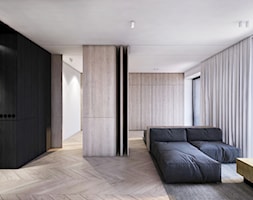 Wawrzyńca - Duży czarny szary salon, styl minimalistyczny - zdjęcie od Motifo Architektura & Wnętrza - Homebook