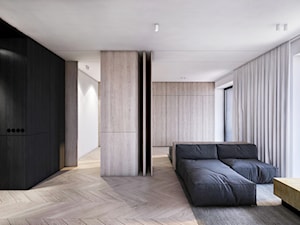 Wawrzyńca - Duży czarny szary salon, styl minimalistyczny - zdjęcie od Motifo Architektura & Wnętrza