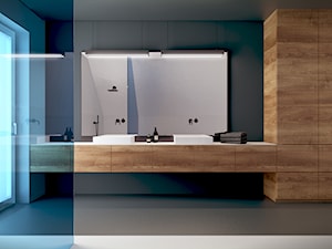 DOM_WRZĄSOWICE - Duża na poddaszu z lustrem z dwoma umywalkami z marmurową podłogą łazienka z oknem, styl minimalistyczny - zdjęcie od Motifo Architektura & Wnętrza