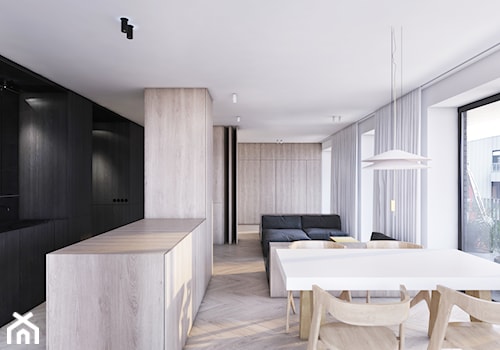 Wawrzyńca - Średnia biała jadalnia w salonie, styl minimalistyczny - zdjęcie od Motifo Architektura & Wnętrza